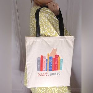 Cat Books Print Canvas Bag | Fashion Women’s Canvas Bag | Large Size Canvas Bag